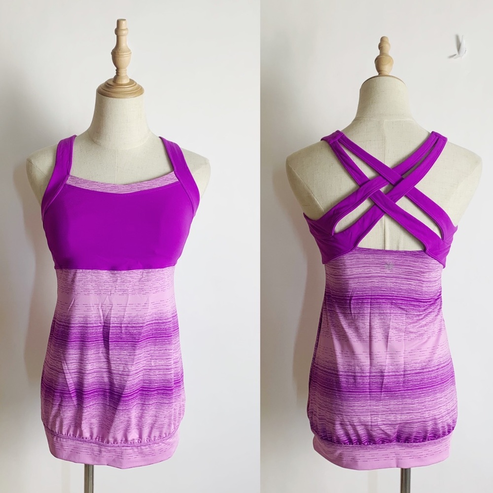 ATHLETA Purple Cross Back Work-Out Tank Top